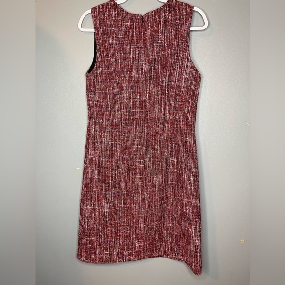 Adam Lippes Collective Women’s 10 Red Tweed Midi Sleeveless Sheath Dress - Picture 9 of 12